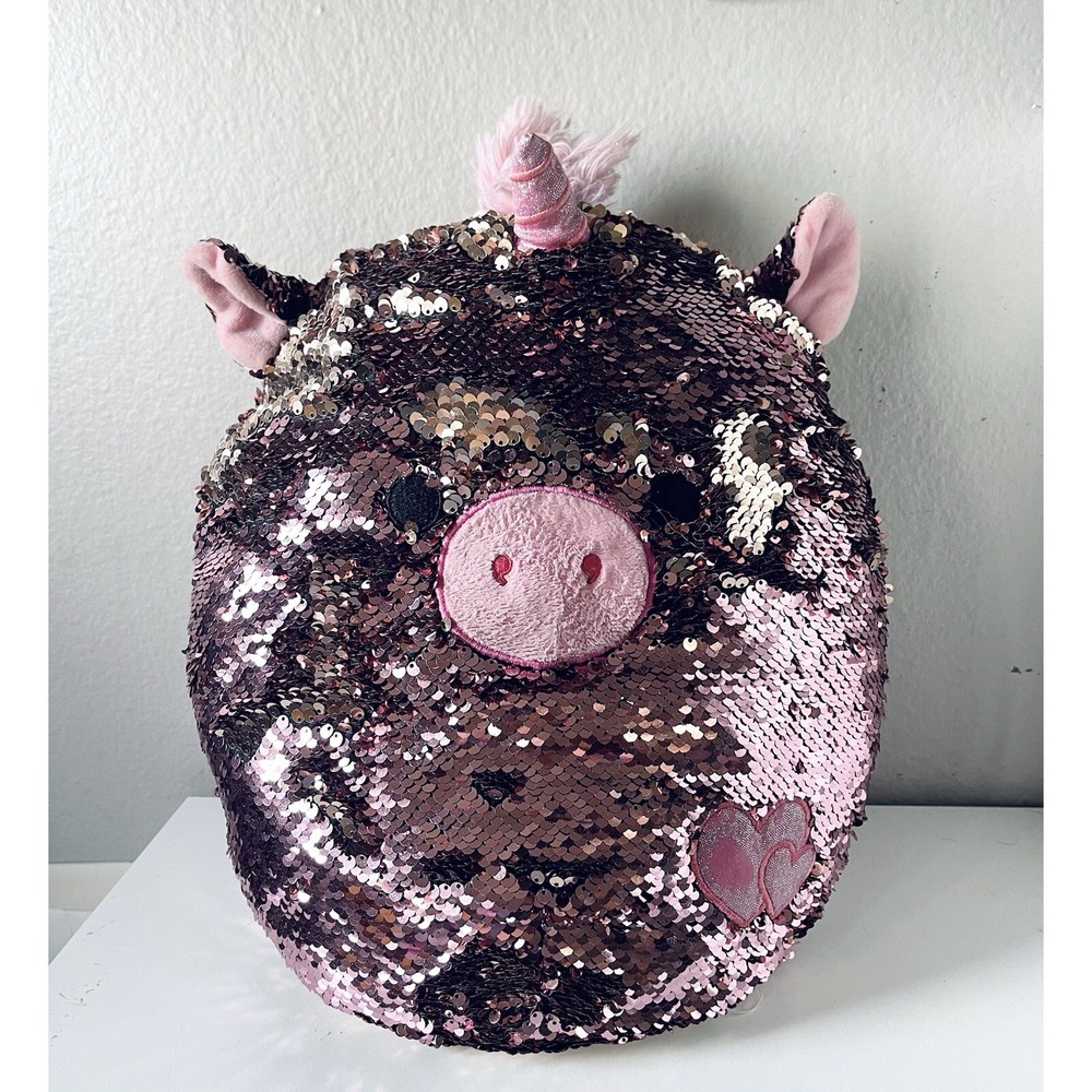 Squishmallow Reversible Sequin Unicorn Pink Gold 12" Plush Stuffed Toy Pig